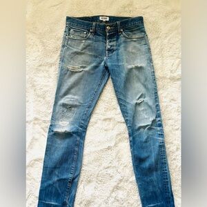 BUCK MASON Mens Slim Fit Cotton Button Fly Blue Denim Jeans Size: 31